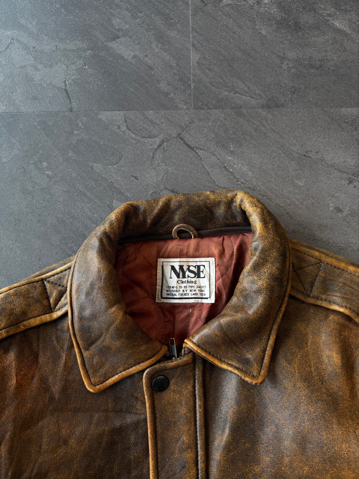 90s Nyse Made in France patina lambs leather jacket