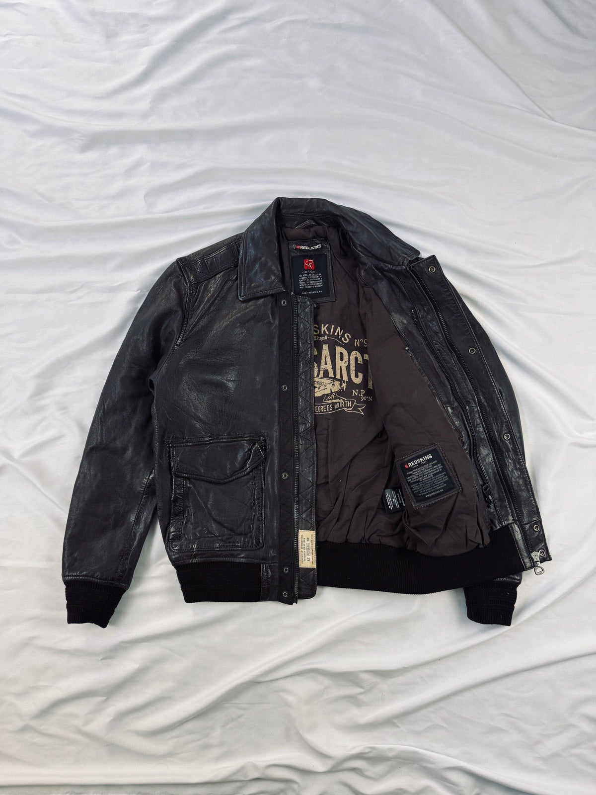 Classic Redskins aviator jacket in rich brown leather