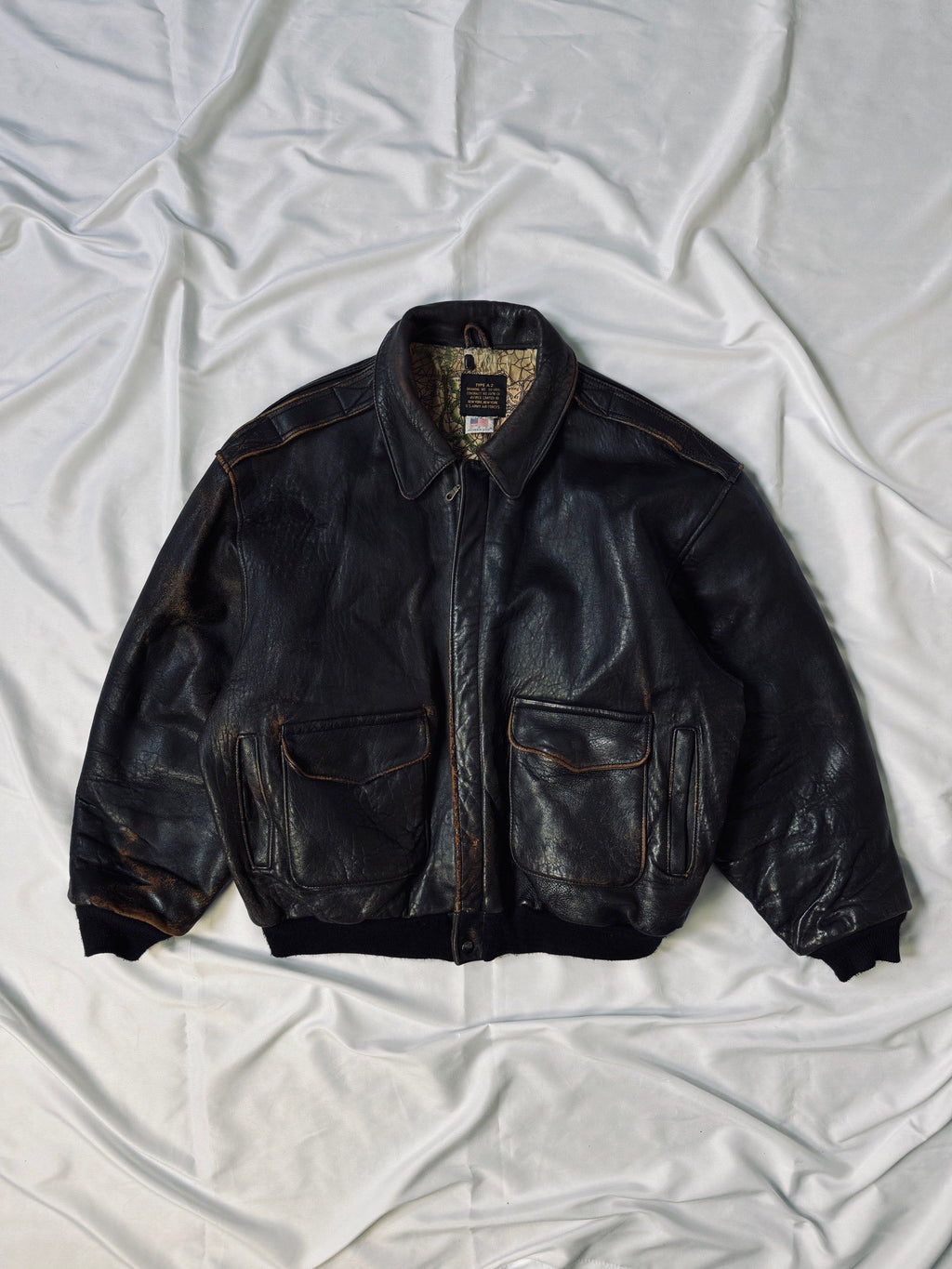 1970' Avirex A-2 Type Bomber Heavy Flight Jacket USA