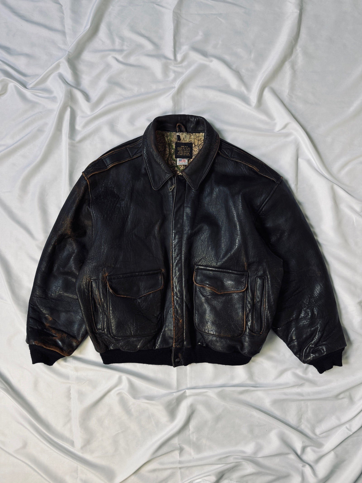 1970' Avirex A-2 Type Bomber Heavy Flight Jacket USA