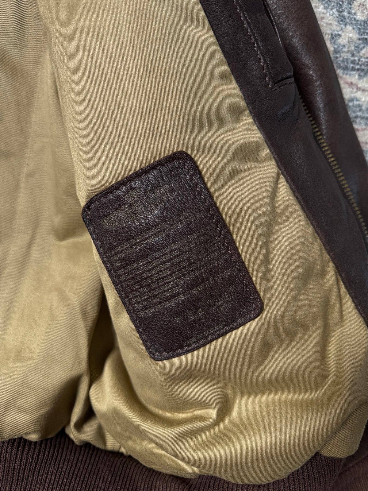 Heavy full grain brown 90s leather jacket aviator bomber