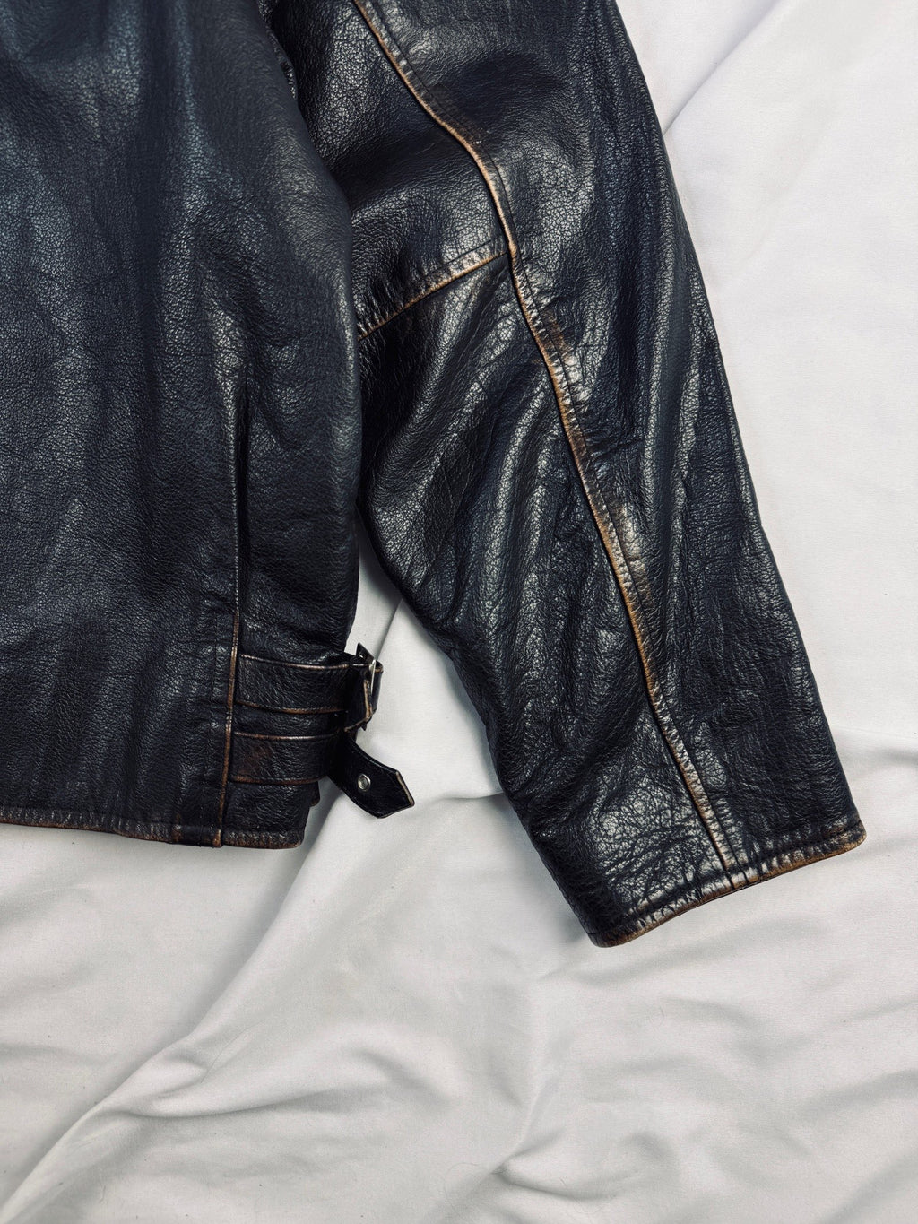 star straight cut brown patina leather jacket