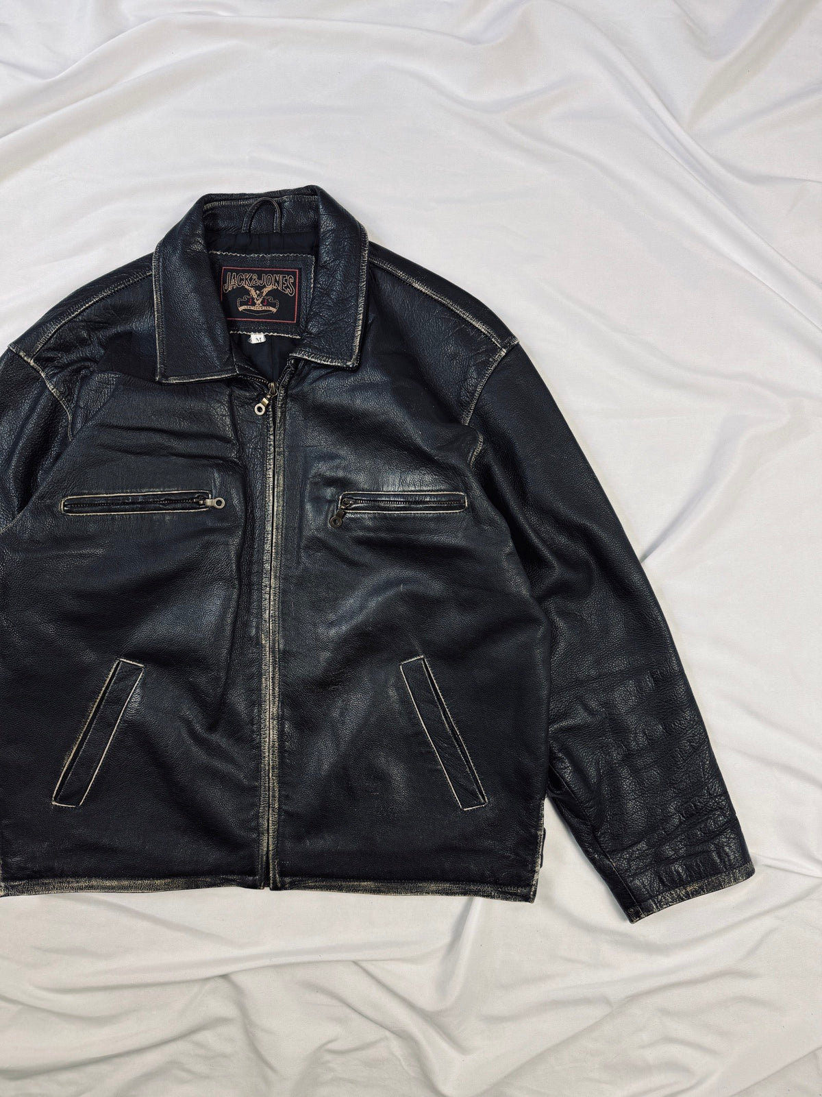90s Patina straight cut leather jacket Jack & Johnes USA