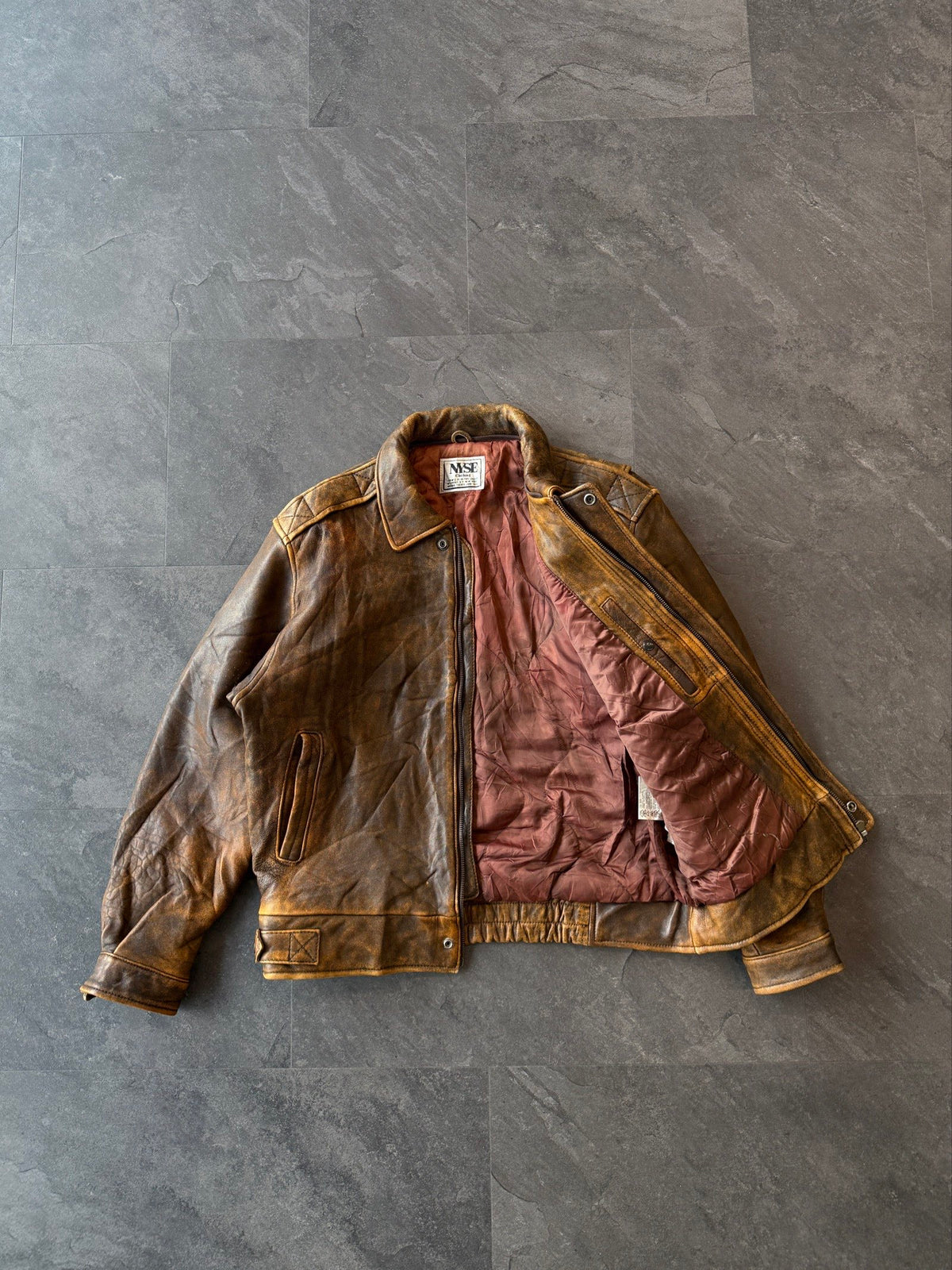 90s Nyse Made in France patina lambs leather jacket