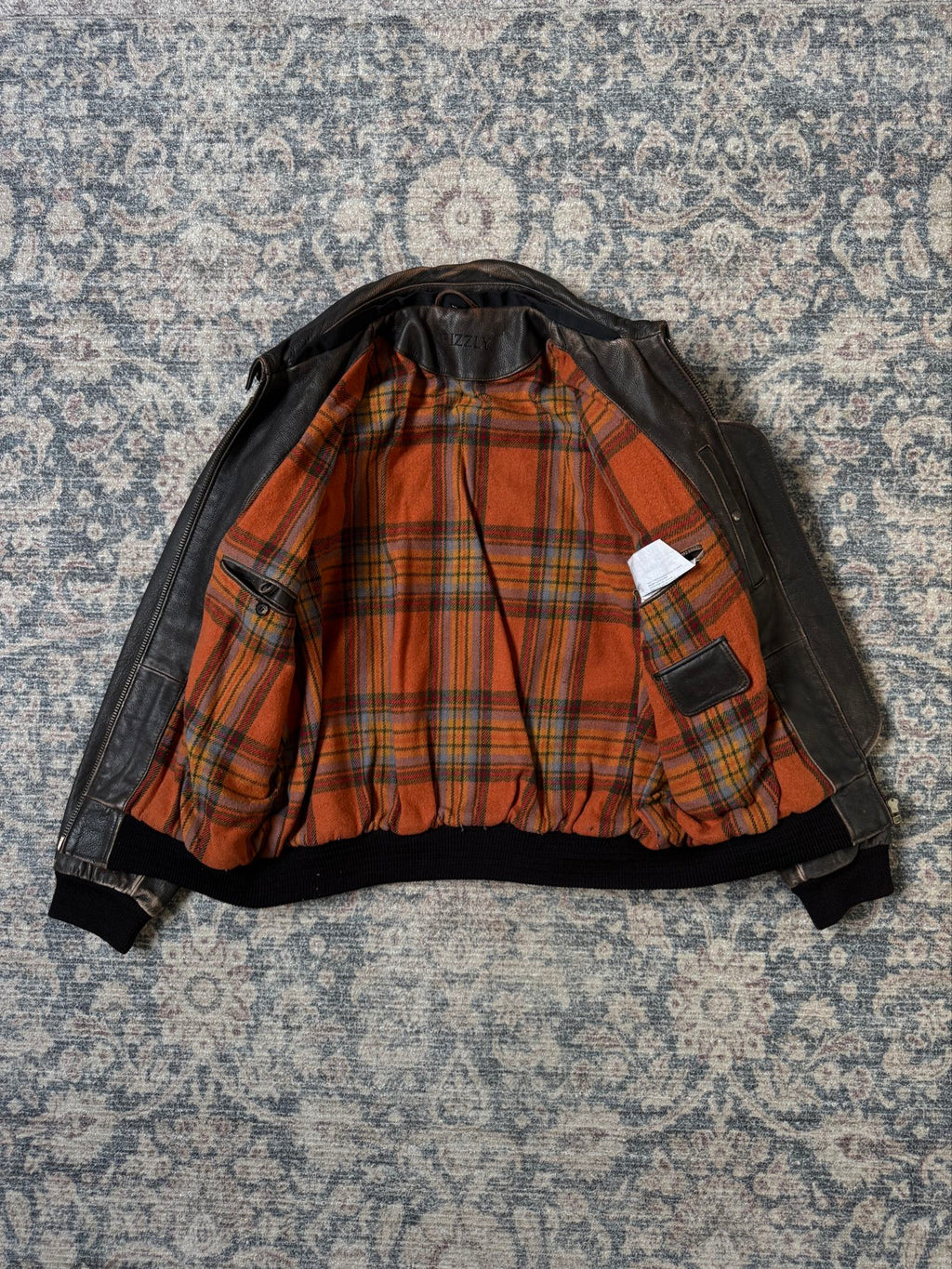 Vintage brown heavy bomber wool & leather jacket
