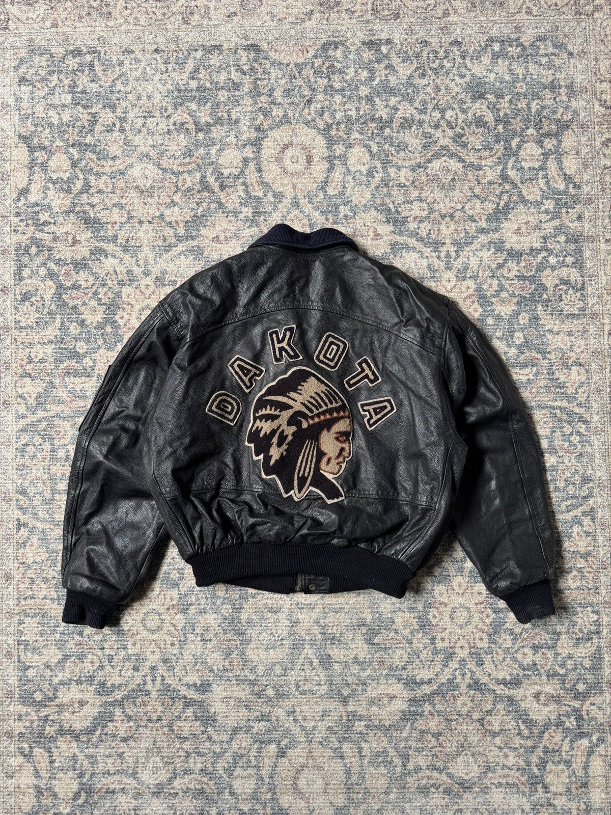 90s authentic Dakota Indian bomber leather jacket