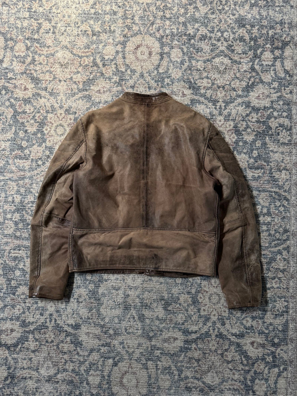 Vintage distressed cafe racer leather jacket