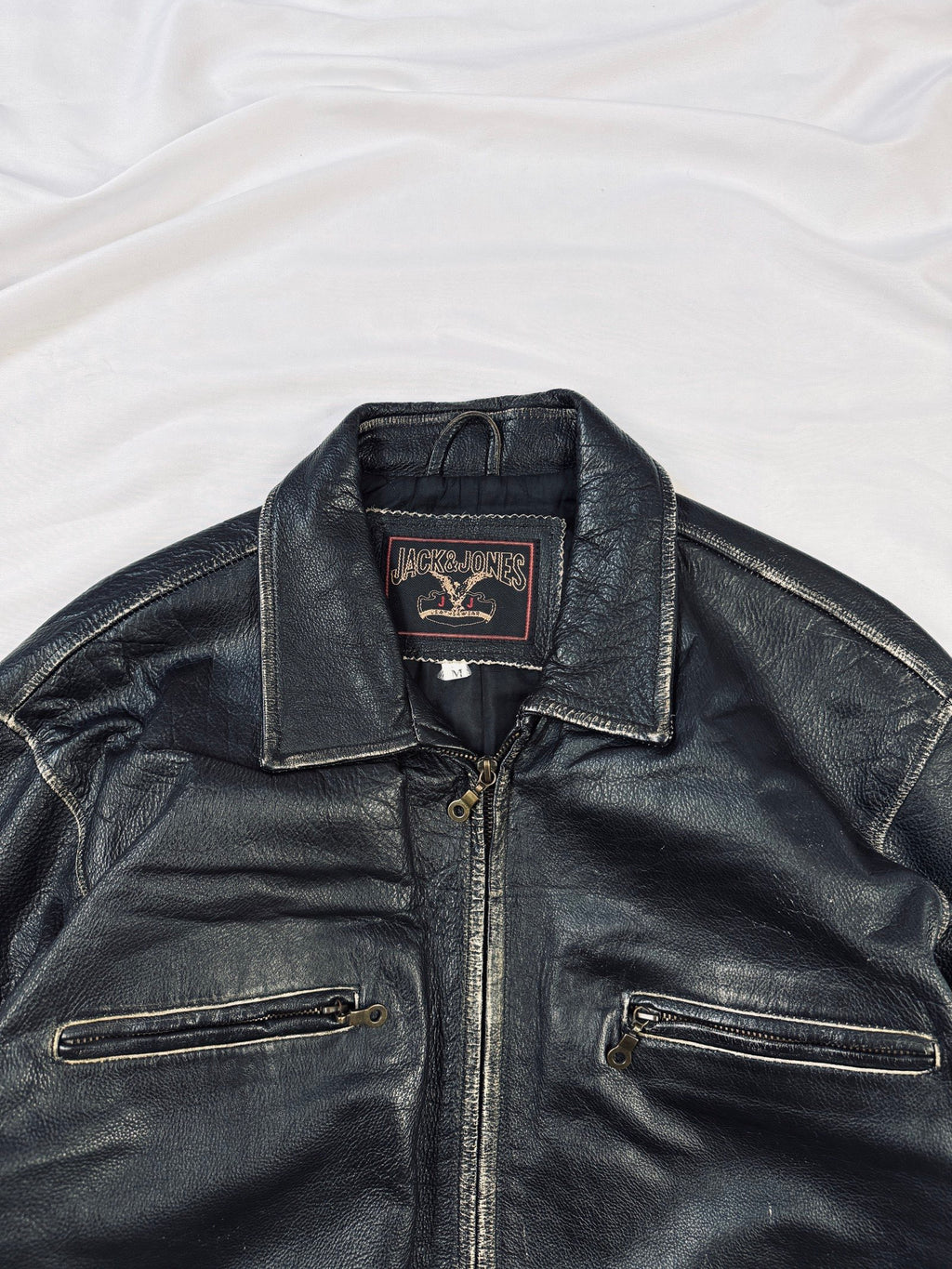 90s Patina straight cut leather jacket Jack & Johnes USA