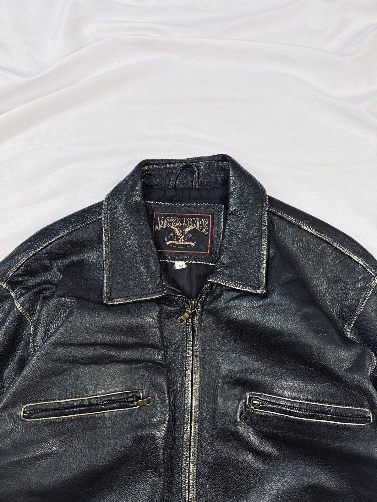 90s Patina straight cut leather jacket Jack & Johnes USA