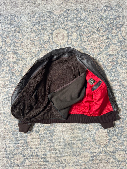 1990' A-2 brown aviator bomber leather jacket