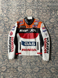 Vintage Repsol Honda Gas racing biker leather jacket
