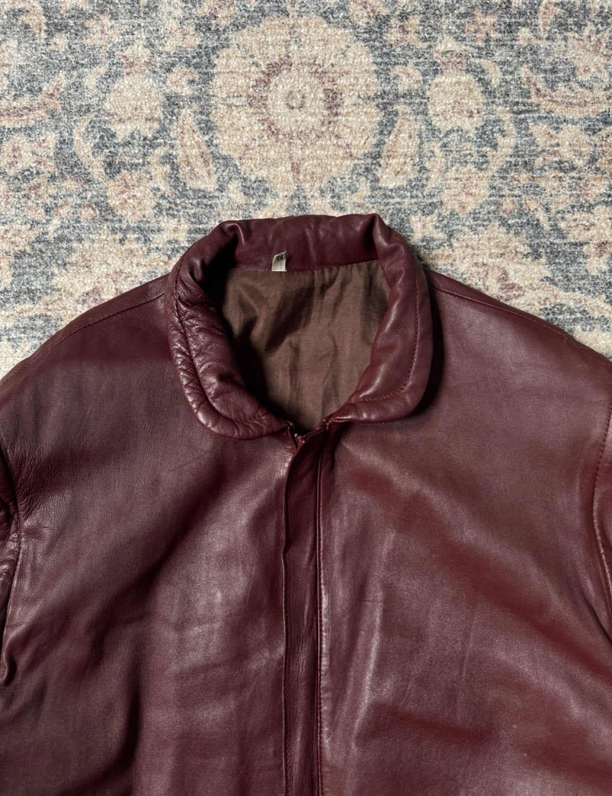 Retro 80s cherry red bomber leather jacket