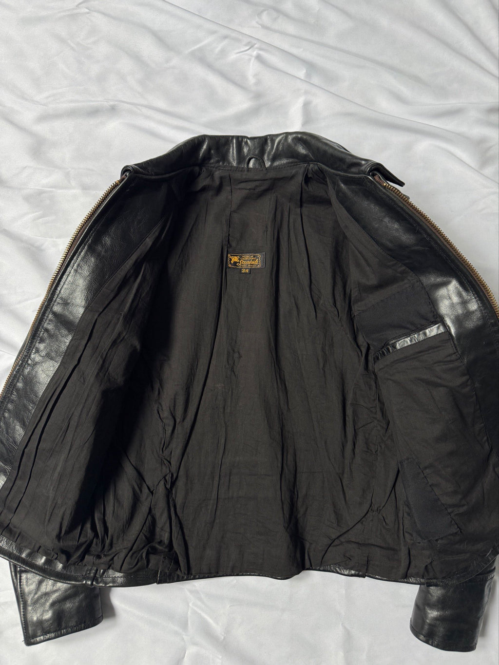 1980' heavy cowhide leather biker leather jacket