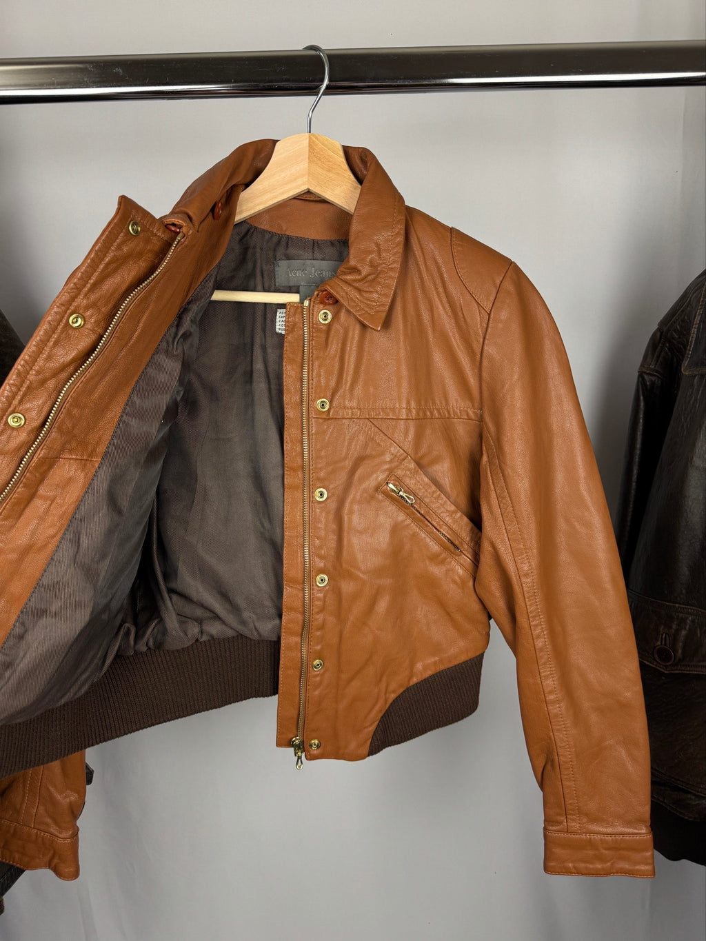 Acne studios bomber brown leather jacket