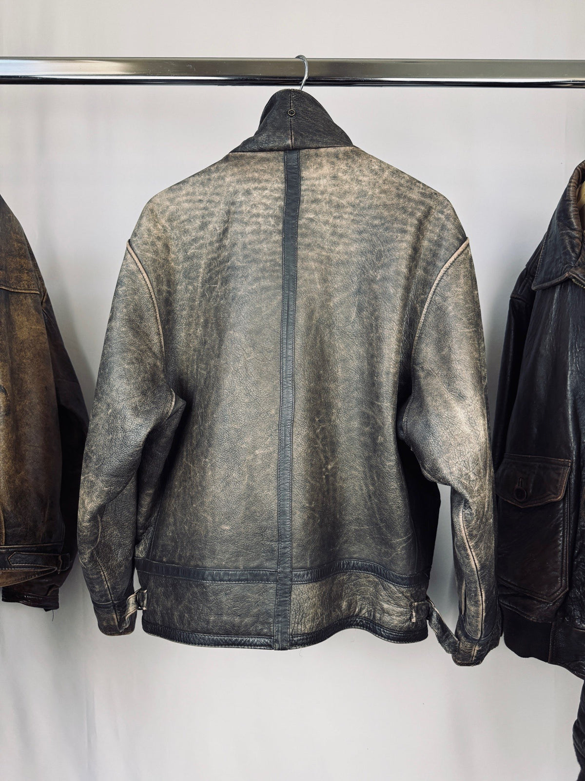 Vintage heavily patina distressed moto jacket