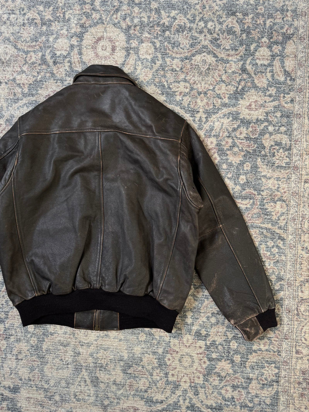Vintage brown heavy bomber wool & leather jacket