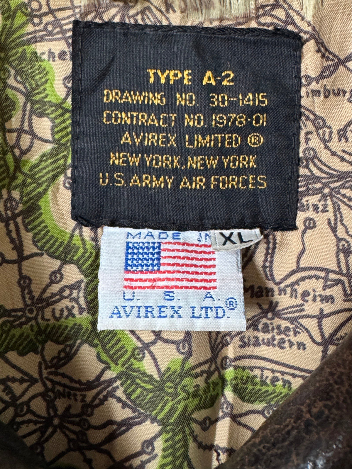 1970' Avirex A-2 Type Bomber Heavy Flight Jacket USA