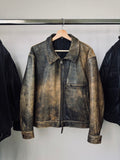 1980' Patina Heavy Cafe Racer Leather Jacket