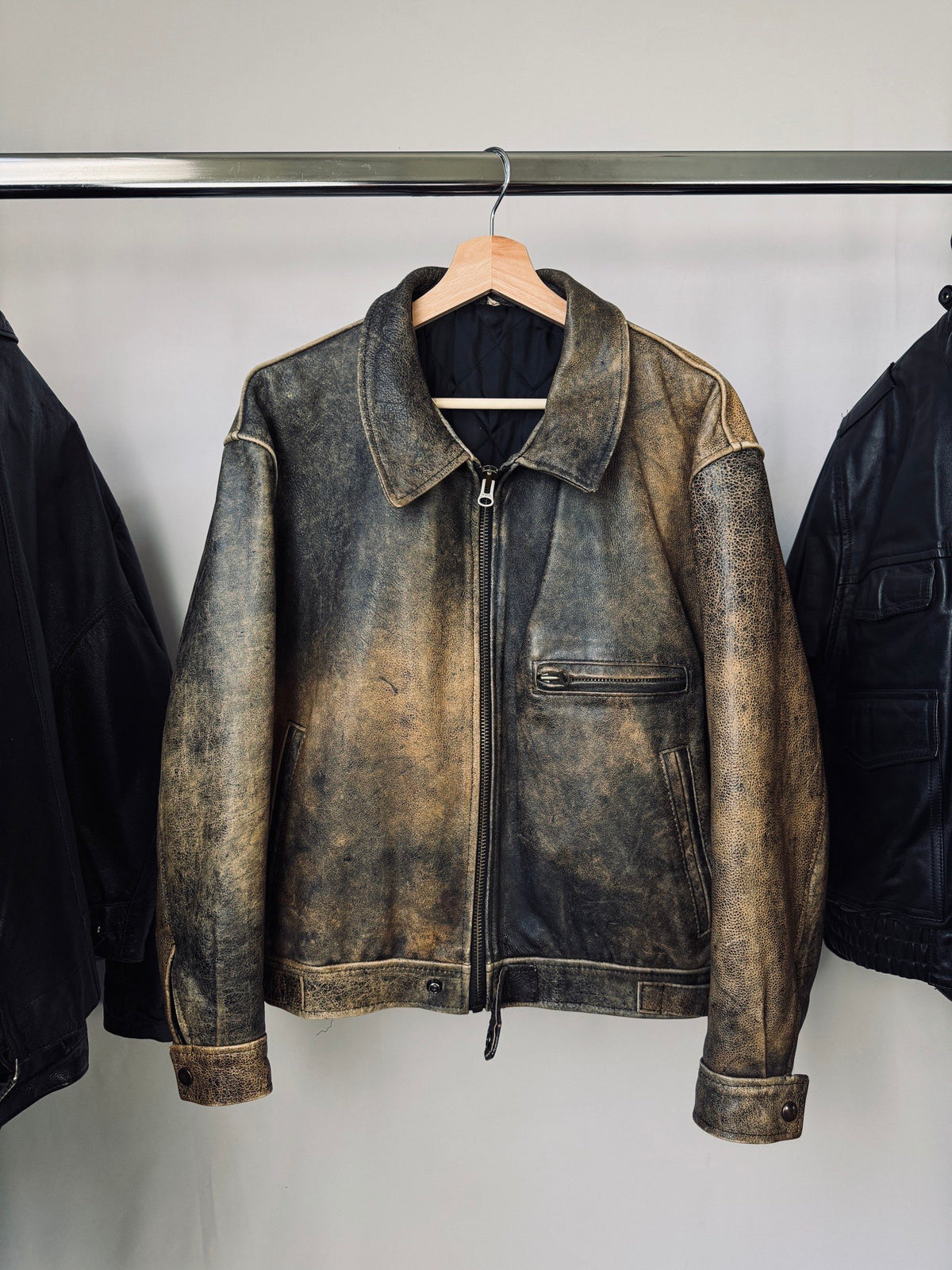 1980' Patina Heavy Cafe Racer Leather Jacket