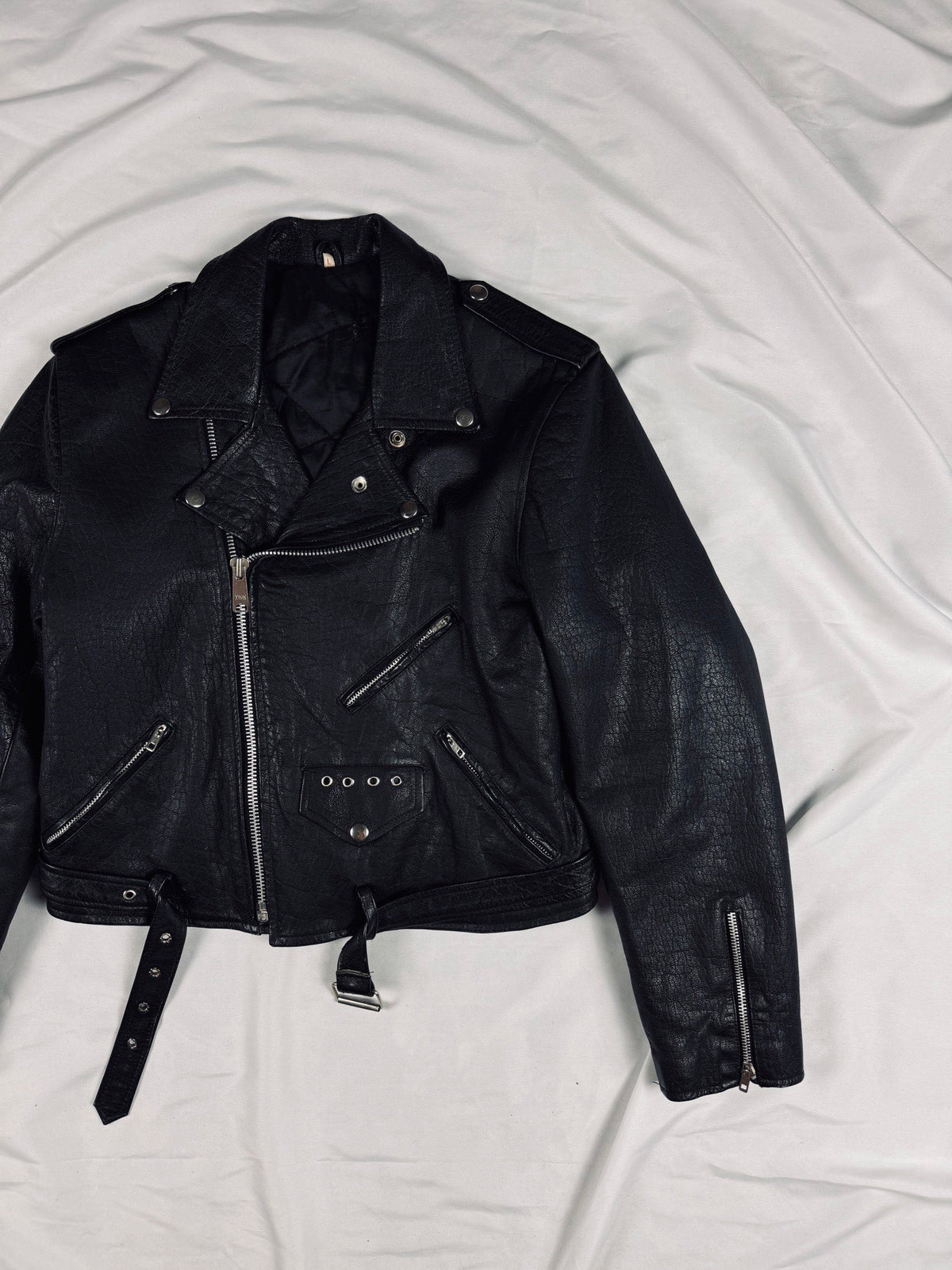Japanese 90s black leather biker jacket