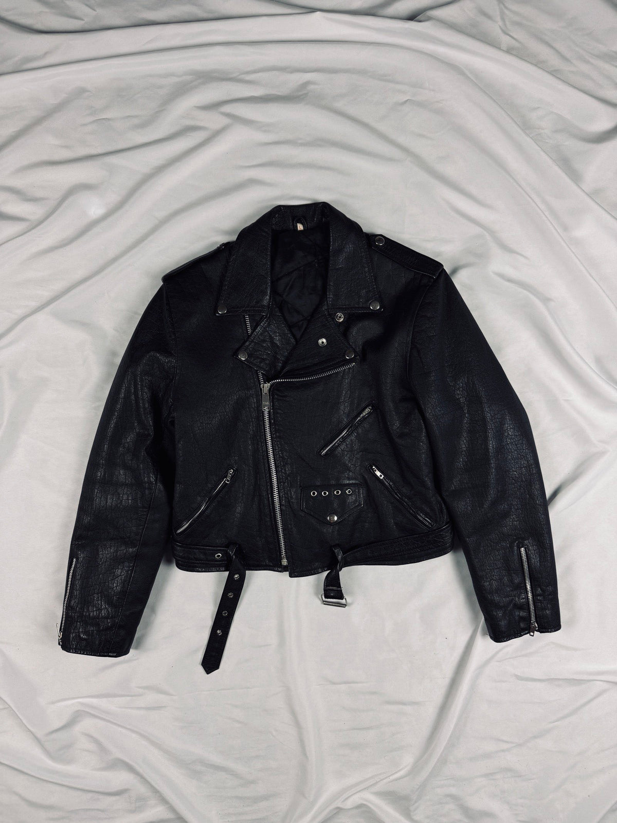 Japanese 90s black leather biker jacket