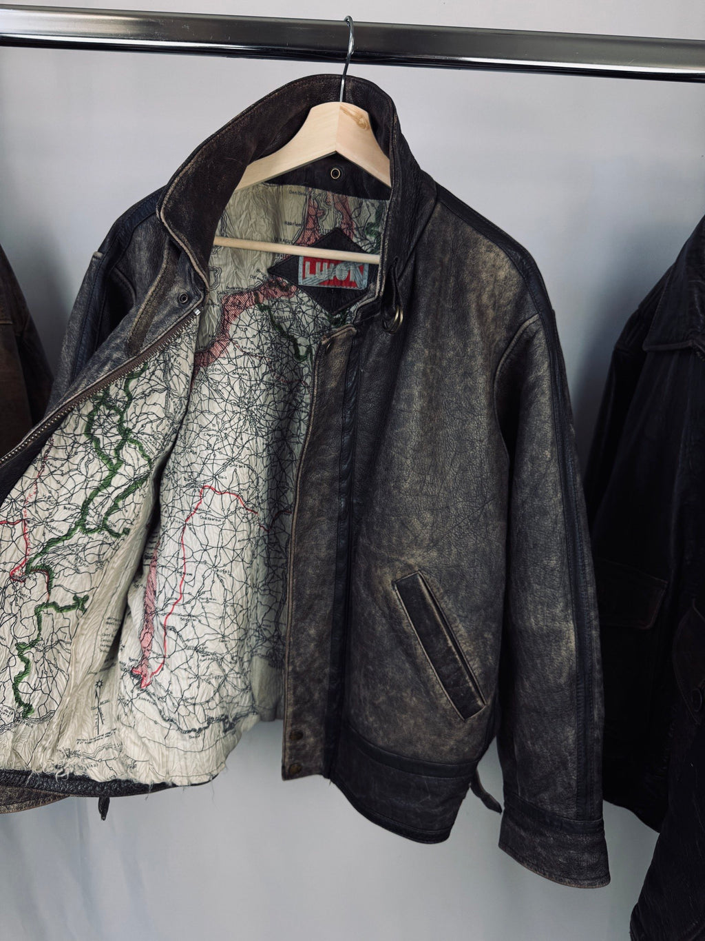 Vintage heavily patina distressed moto jacket