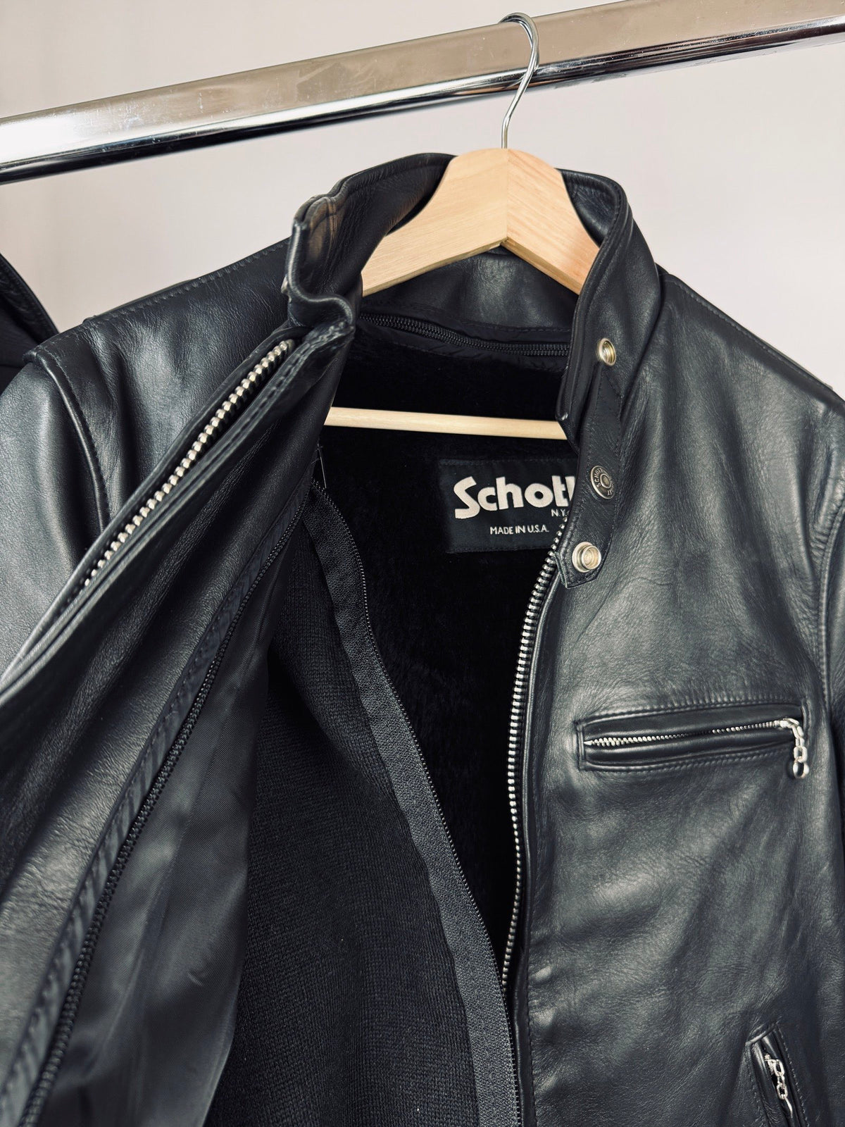 Schott NYC Heavy black café racer jacket
