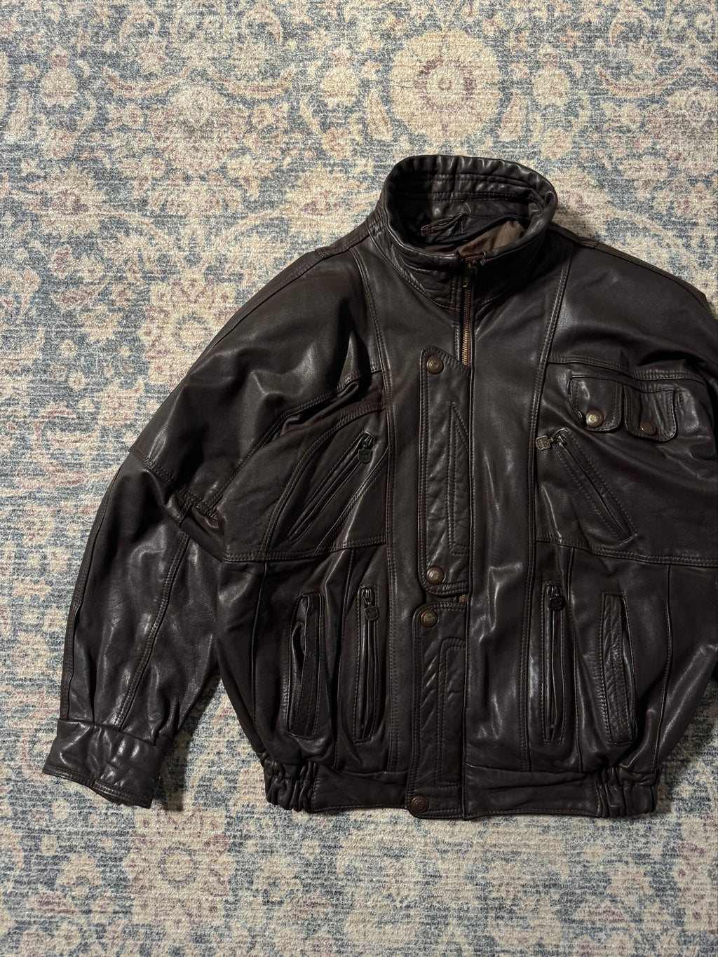 Brown retro classic vintage leather jacket