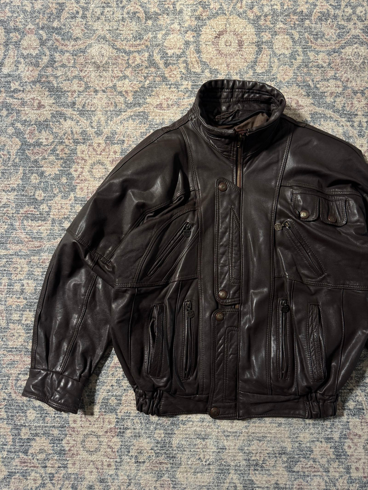 Brown retro classic vintage leather jacket