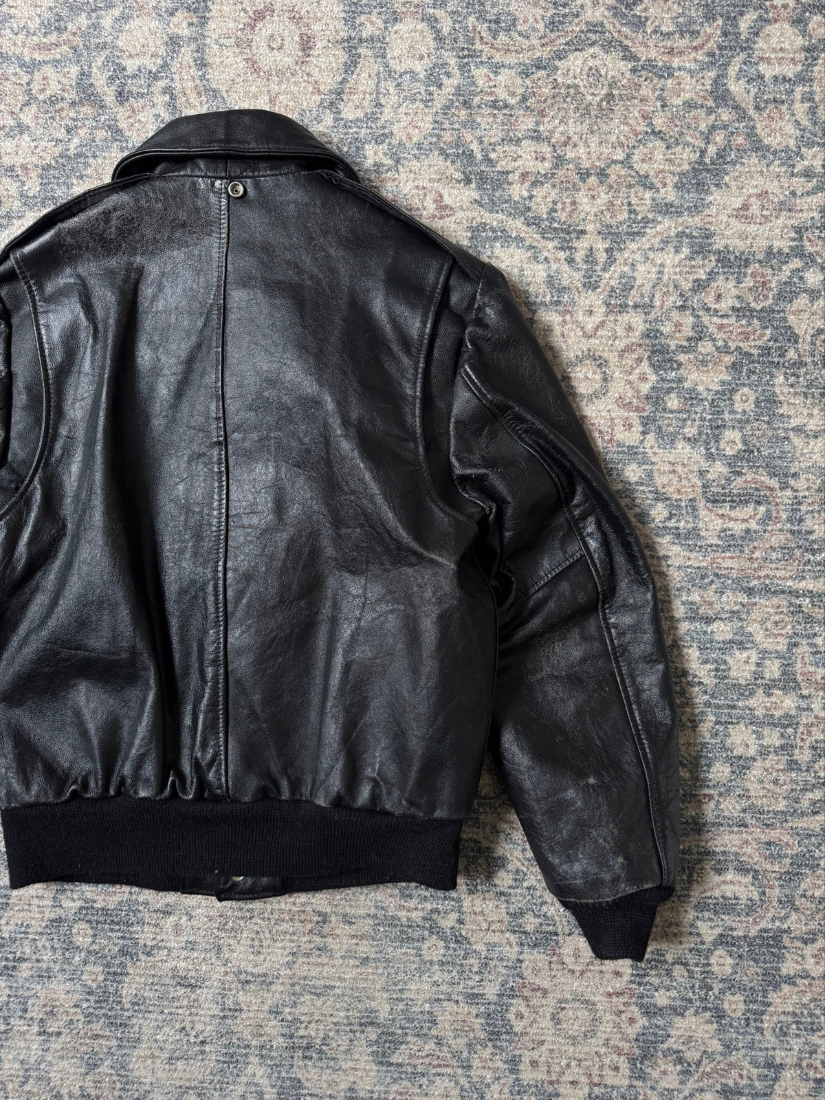 A-2 type black leather jacket cowhide