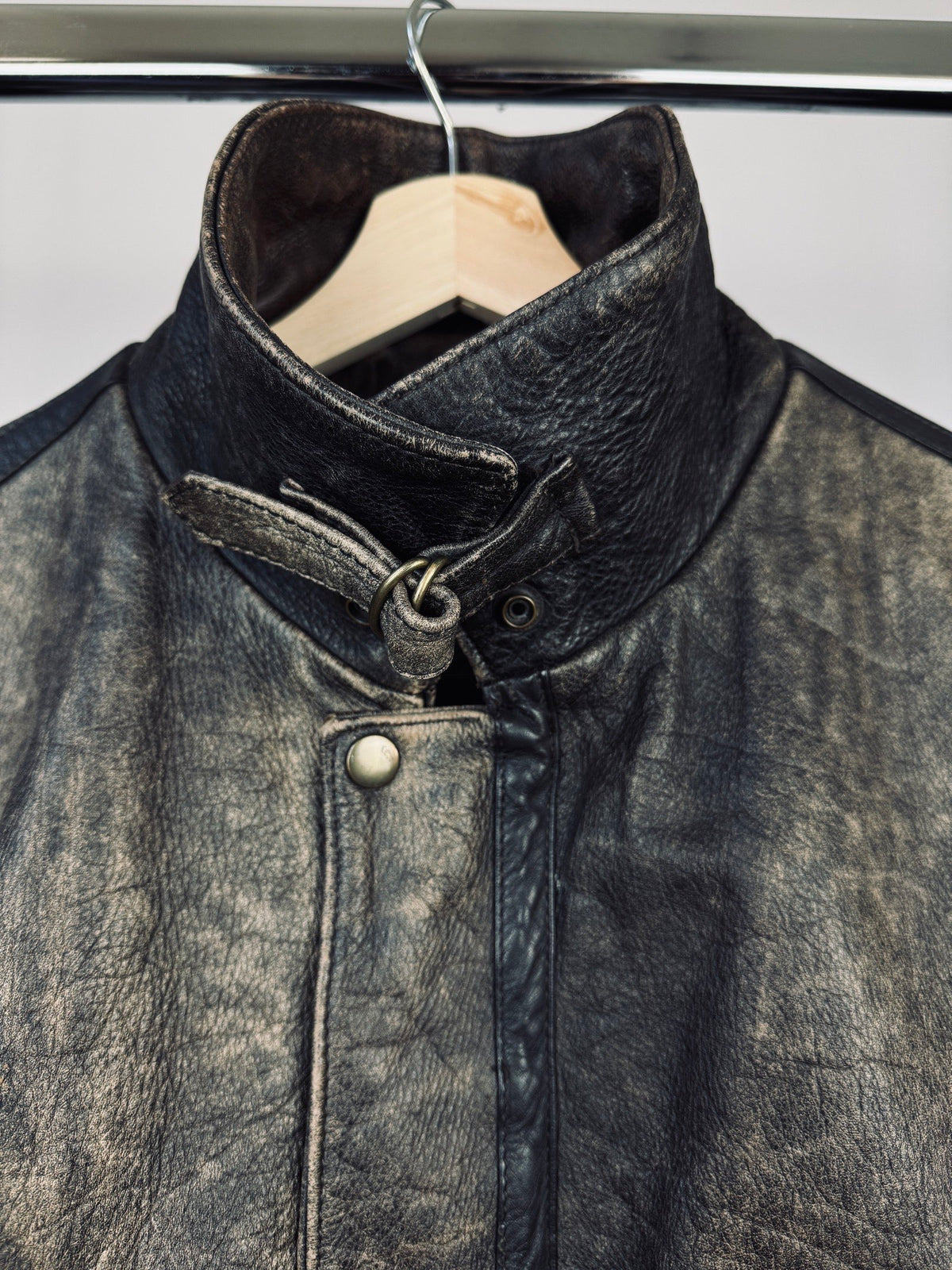 Vintage heavily patina distressed moto jacket