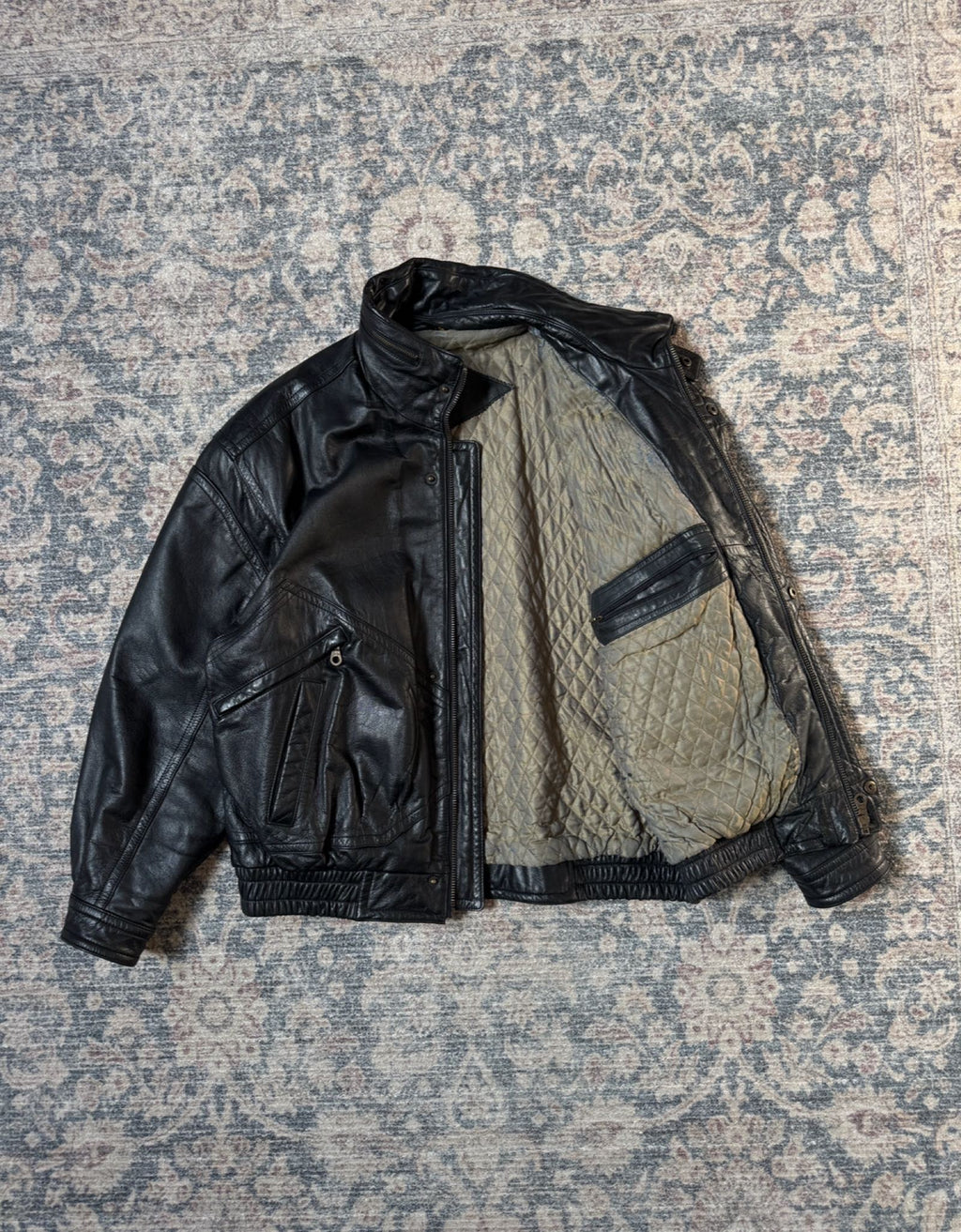 Retro 90s heavy oversized leather jacket