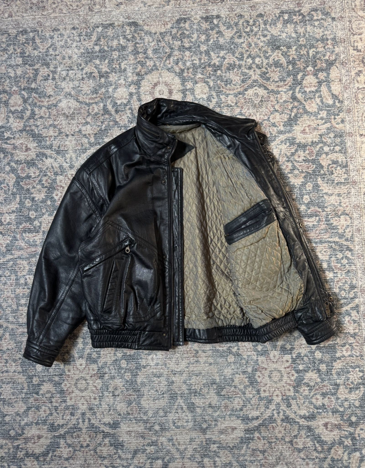 Retro 90s heavy oversized leather jacket