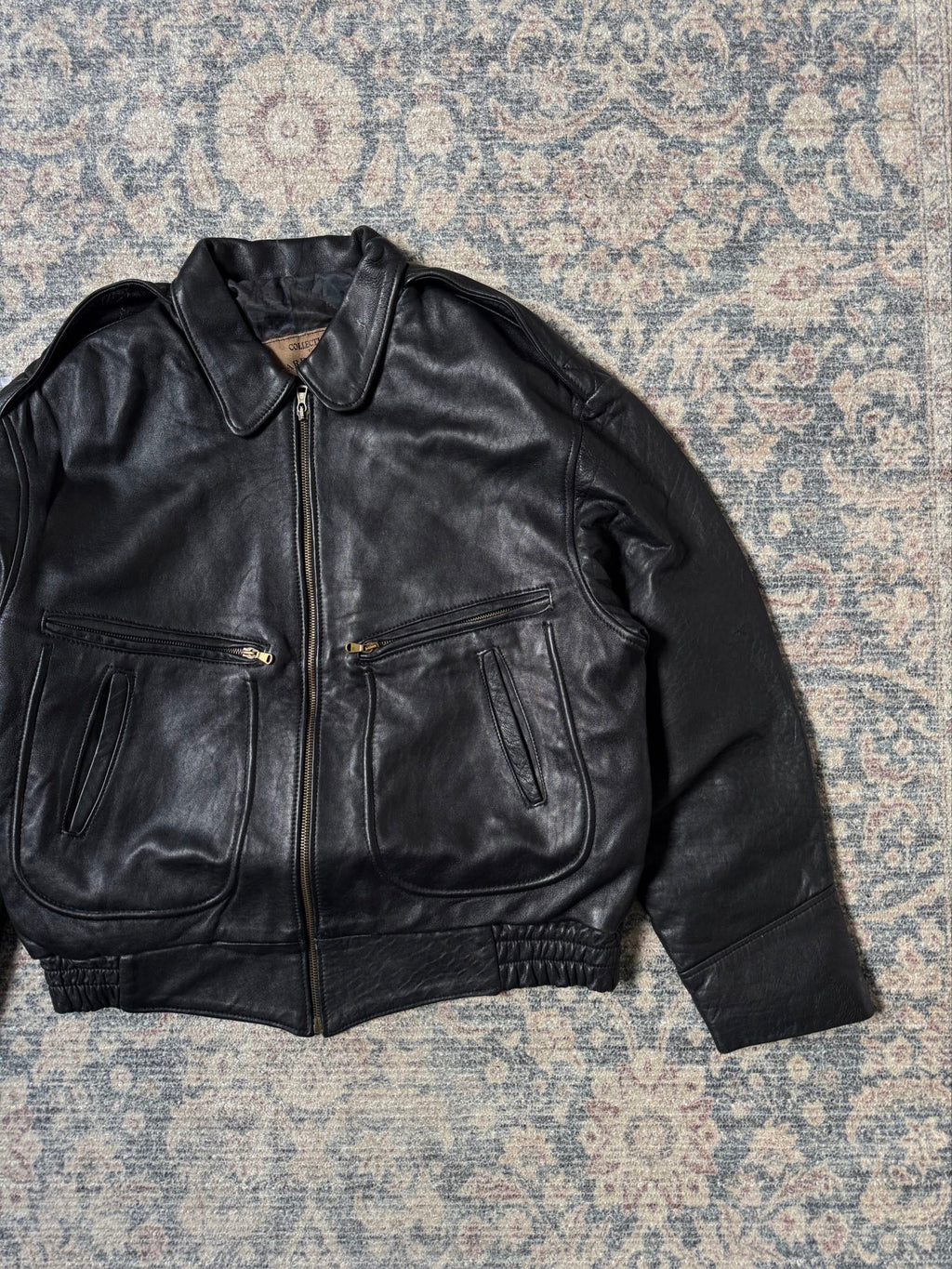 Vintage black A-2 aviator type leather jacket