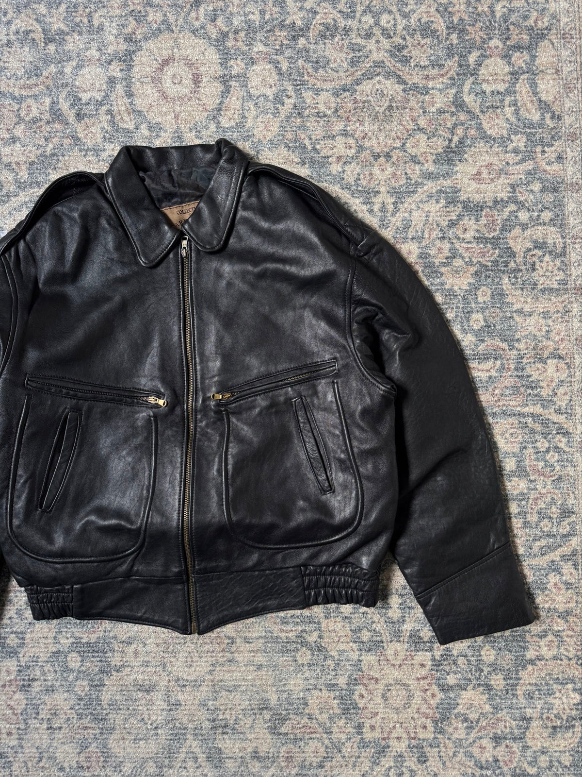 Vintage black A-2 aviator type leather jacket