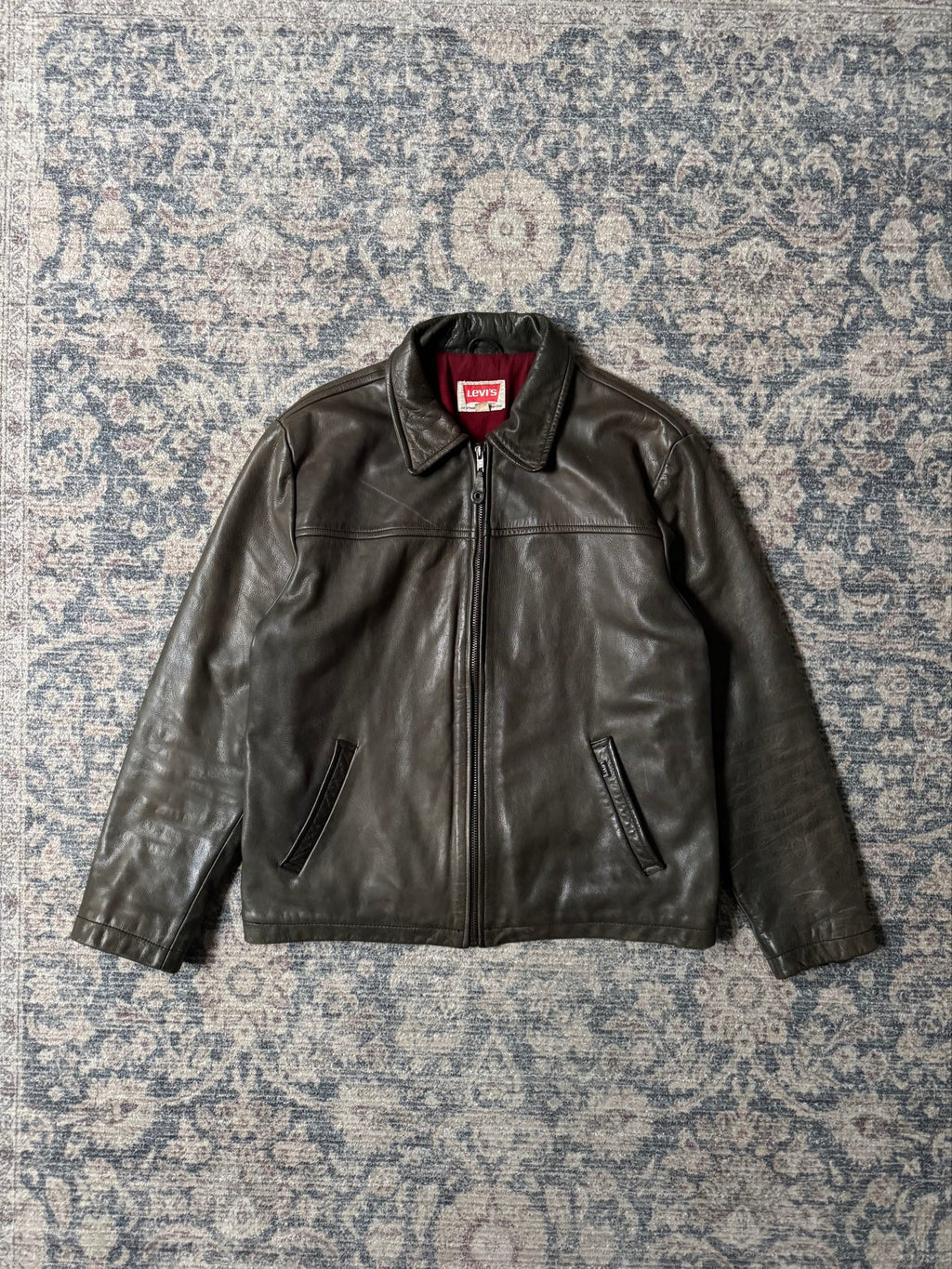 Levis 90s USA grey straight cut leather jacket