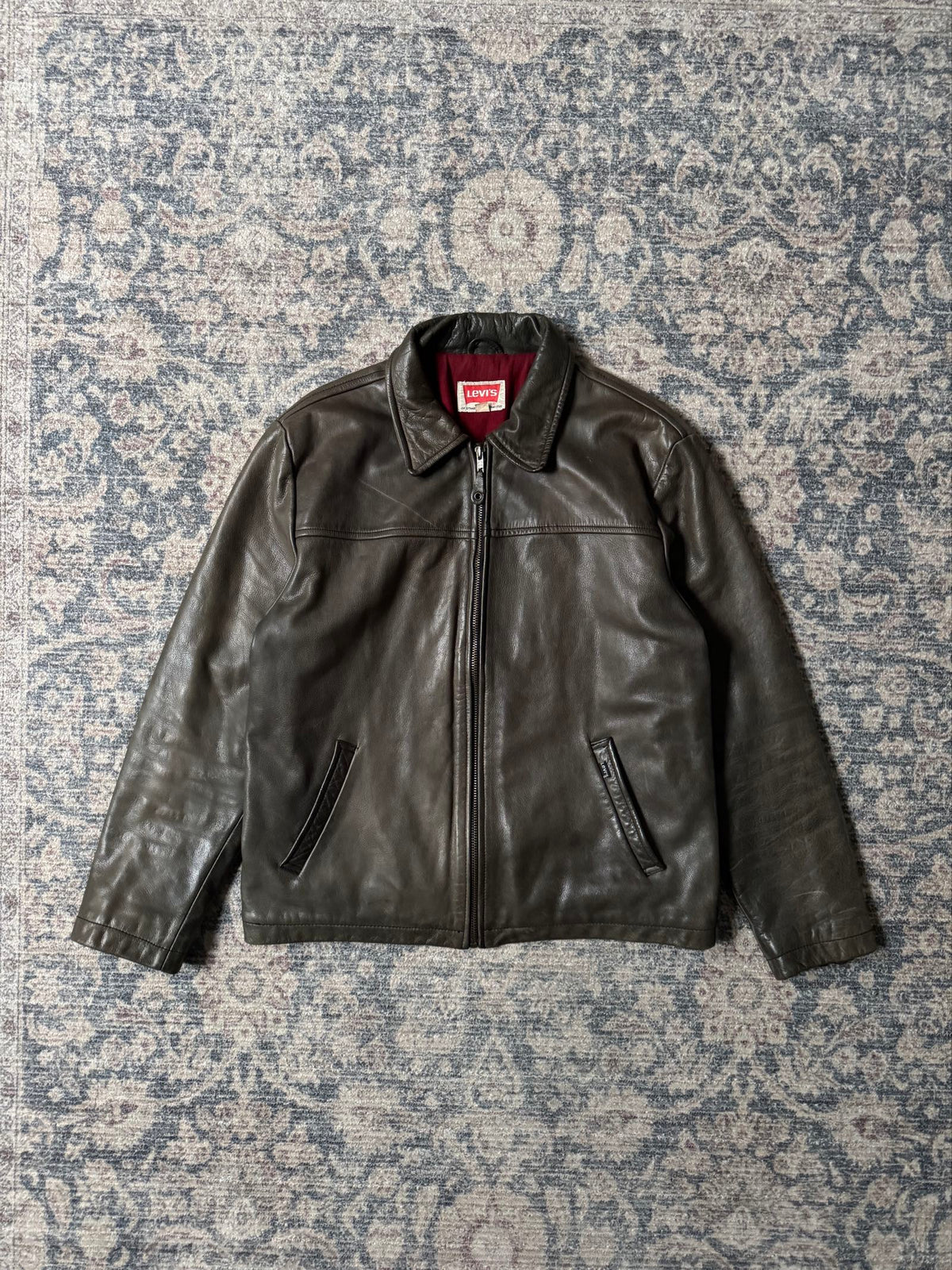 Levis 90s USA grey straight cut leather jacket