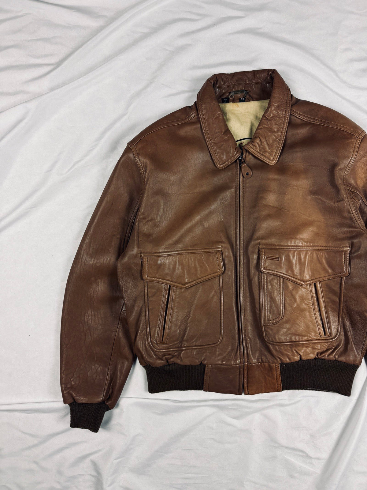 A-2 aviator brown bomber leather jacket