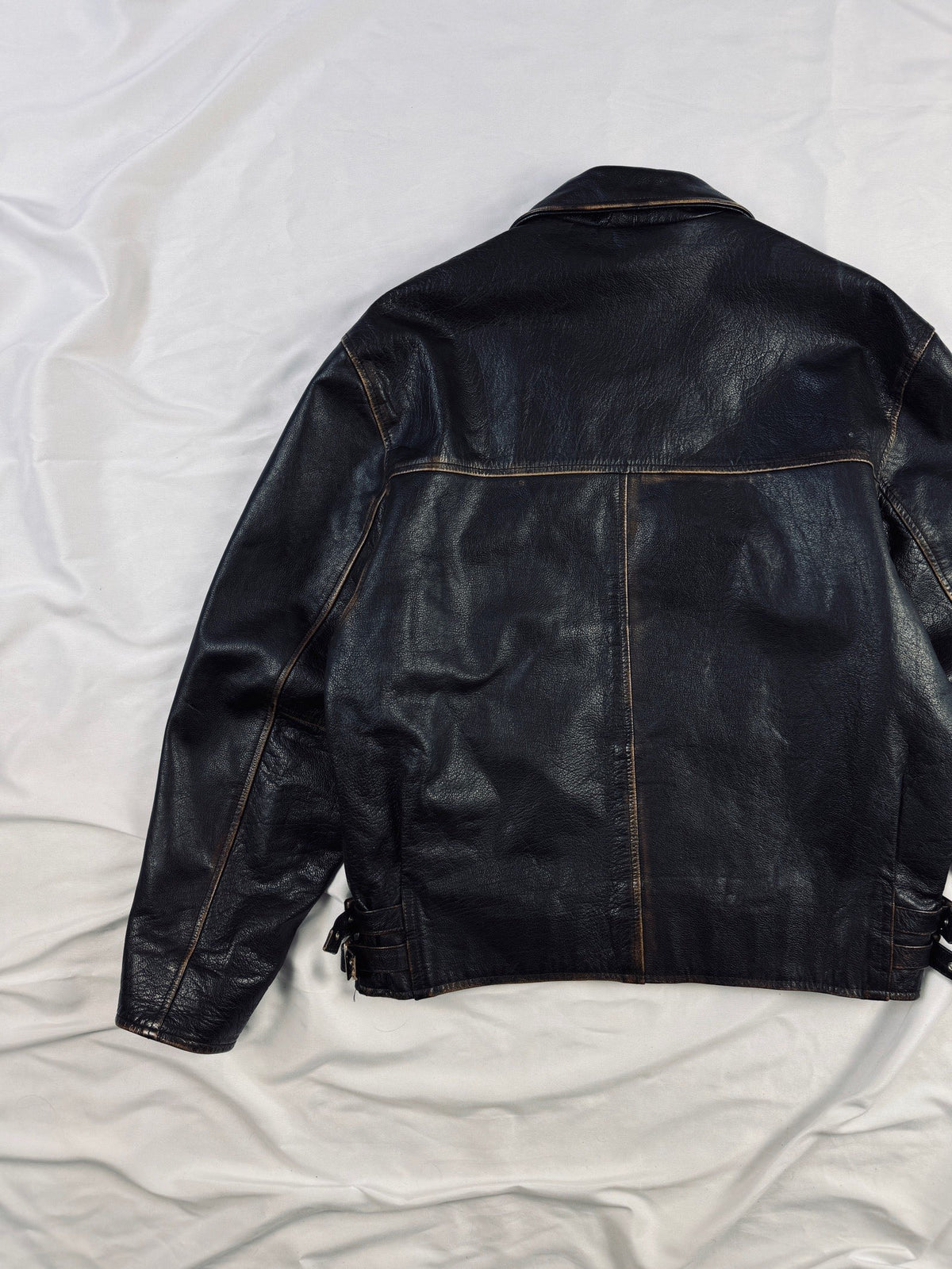 star straight cut brown patina leather jacket