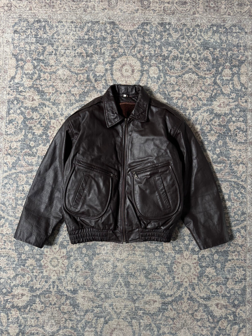 Vitnage aviator cherry red brown leather jacket