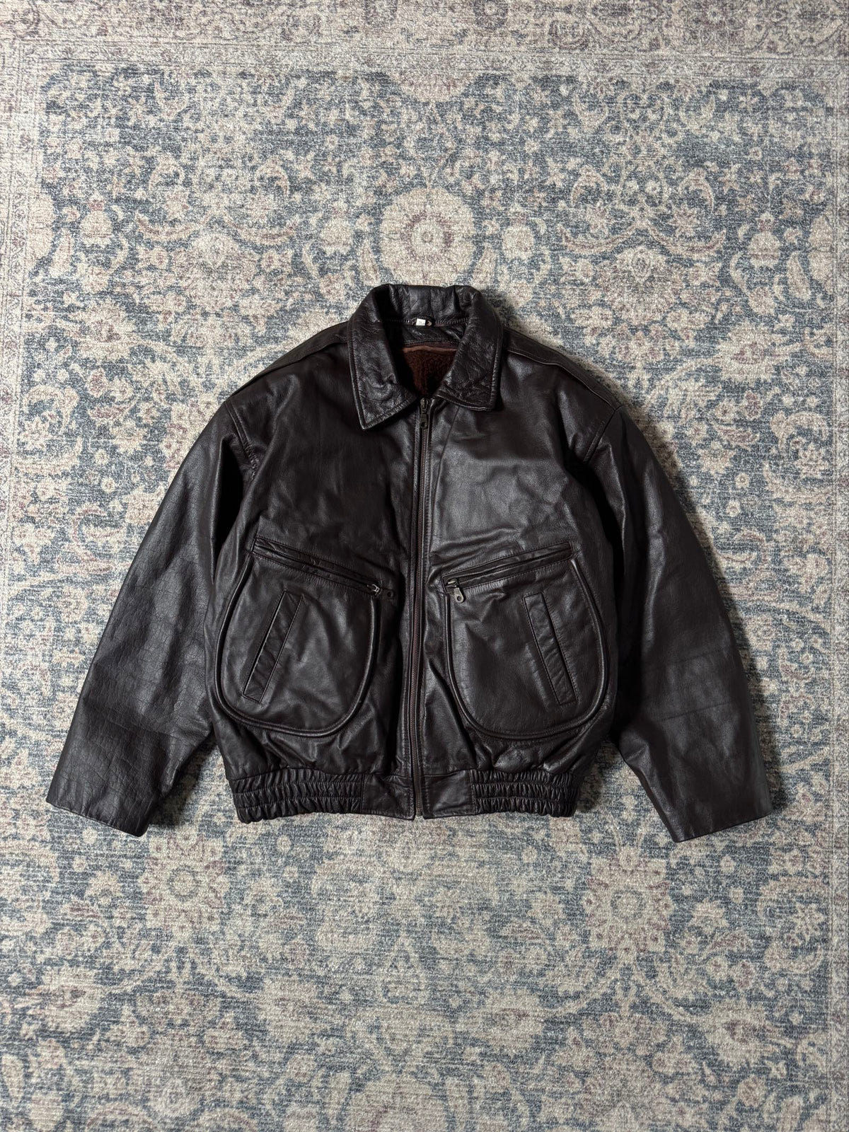 Vitnage aviator cherry red brown leather jacket