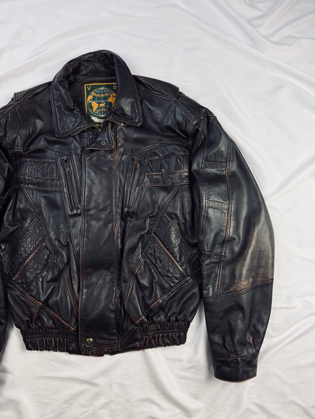 Cherry red bomber leather jacket retro 90s