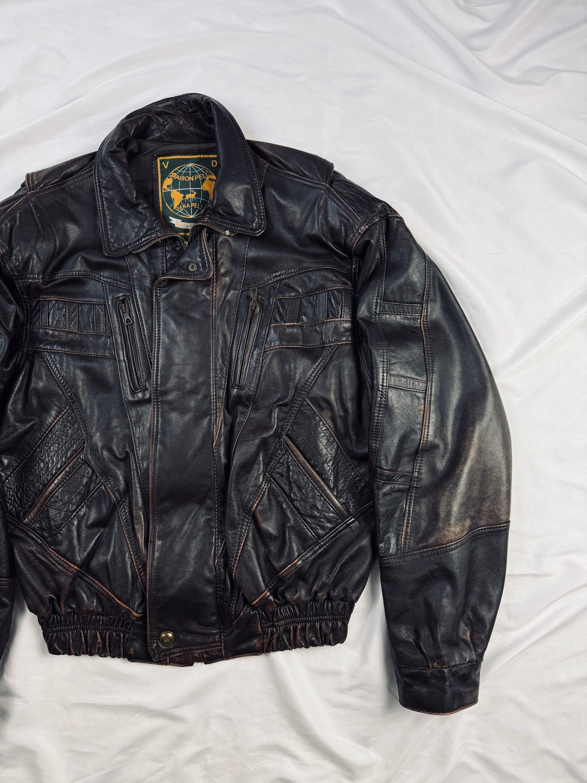 Cherry red bomber leather jacket retro 90s