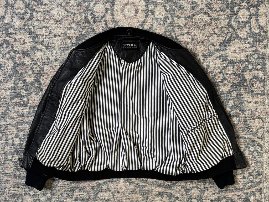Retro bomber basic leather jacket