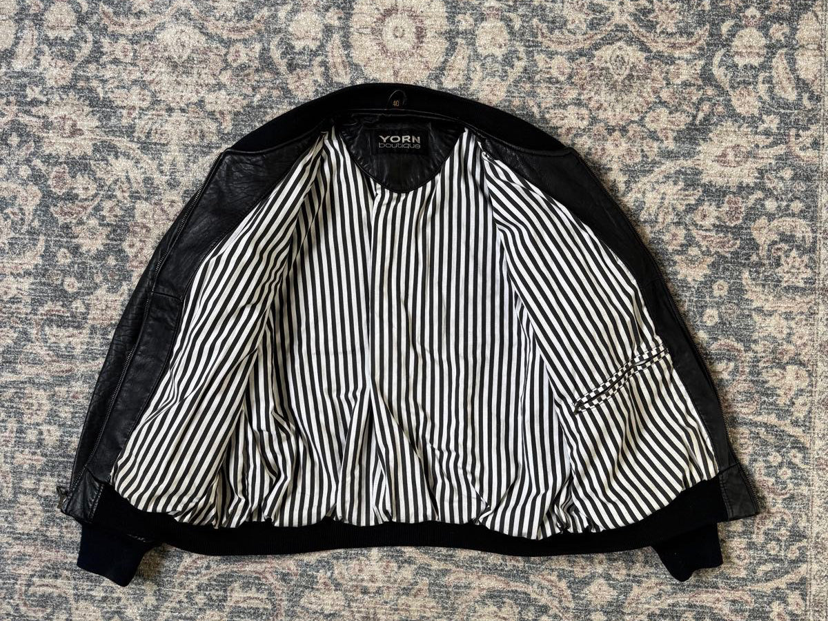 Retro bomber basic leather jacket