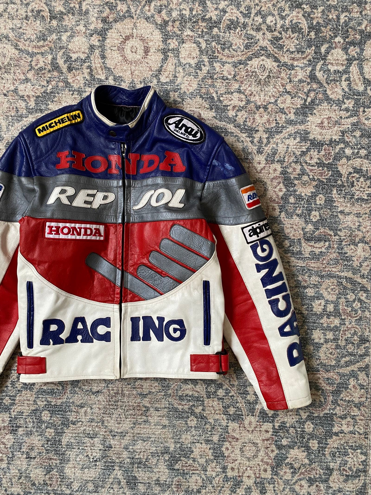 Honda Repsol Vintage racing biker leather jacket