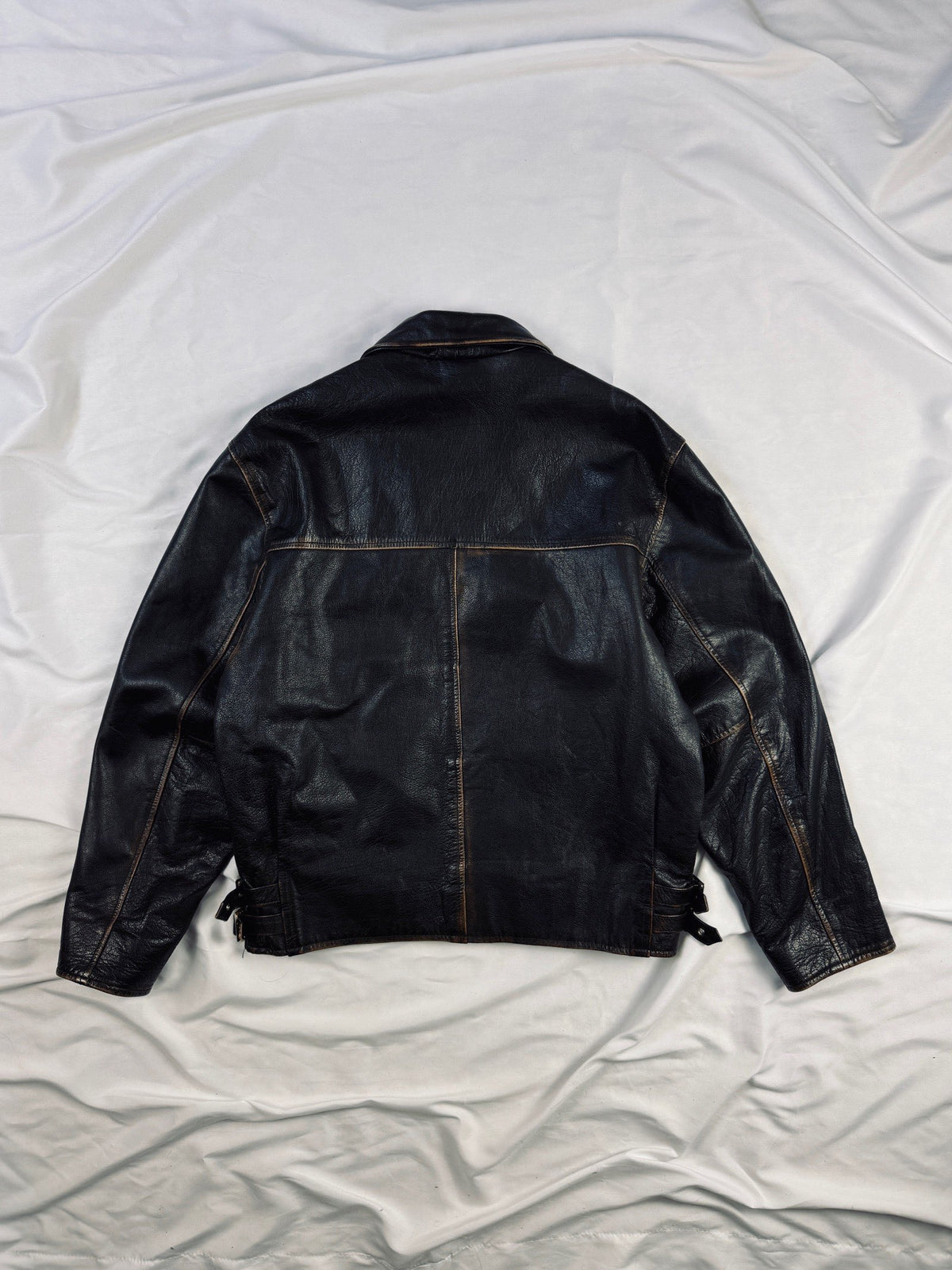 star straight cut brown patina leather jacket