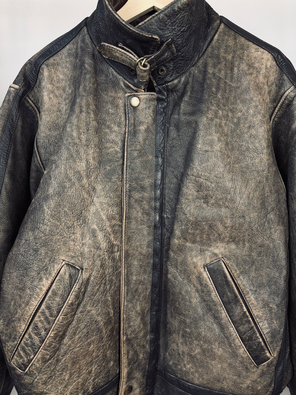 Vintage heavily patina distressed moto jacket