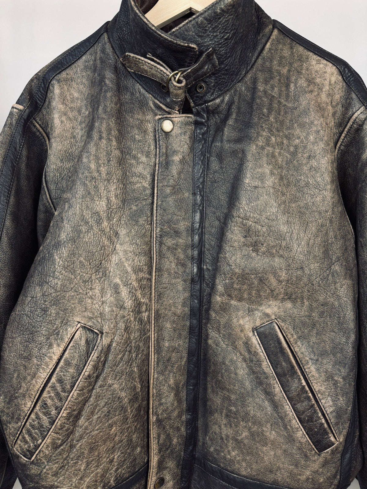 Vintage heavily patina distressed moto jacket