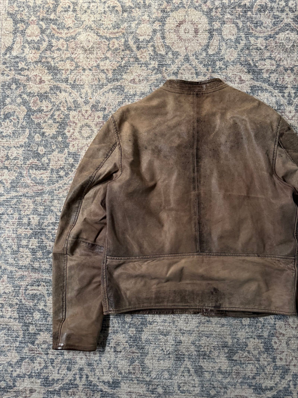 Vintage distressed cafe racer leather jacket